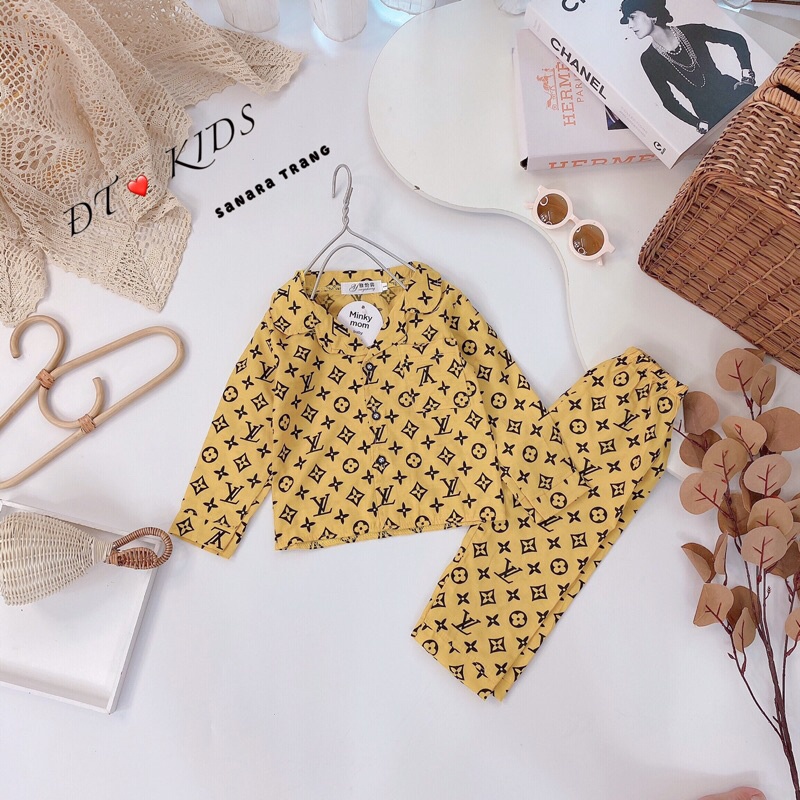 Bộ Pijama Đũi Dài Tay L.VV cho bé