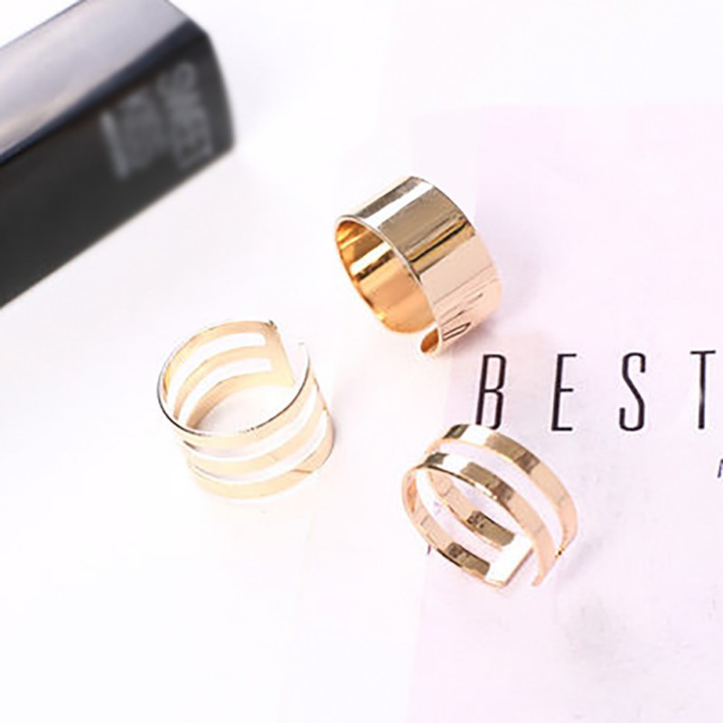 Set 3 Nhẫn Đeo Đốt Ngón Tay Hợp Kim Nhiều Kiểu Dáng