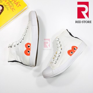Giày ulzzang CV chuck II Play Heart cổ cao màu trắng