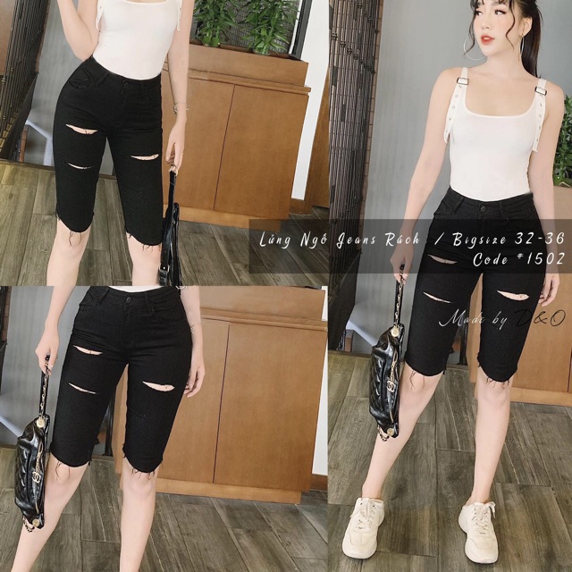 (Bigsize 32-36) Quần Ngố Jean Bigsize, Trơn/Rách 1/Rách 2/Rách 3, Lưng Cao Trên Rốn, Co Giãn Mạnh | BigBuy360 - bigbuy360.vn