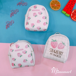 Móc khóa balo mini cute đựng xu_dâu