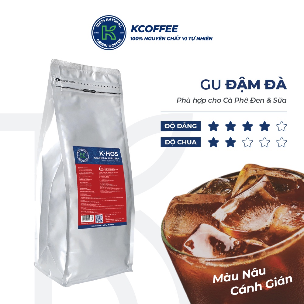 Cà phê nguyên chất xuất khẩu KHO5 500g thương hiệu K COFFEE