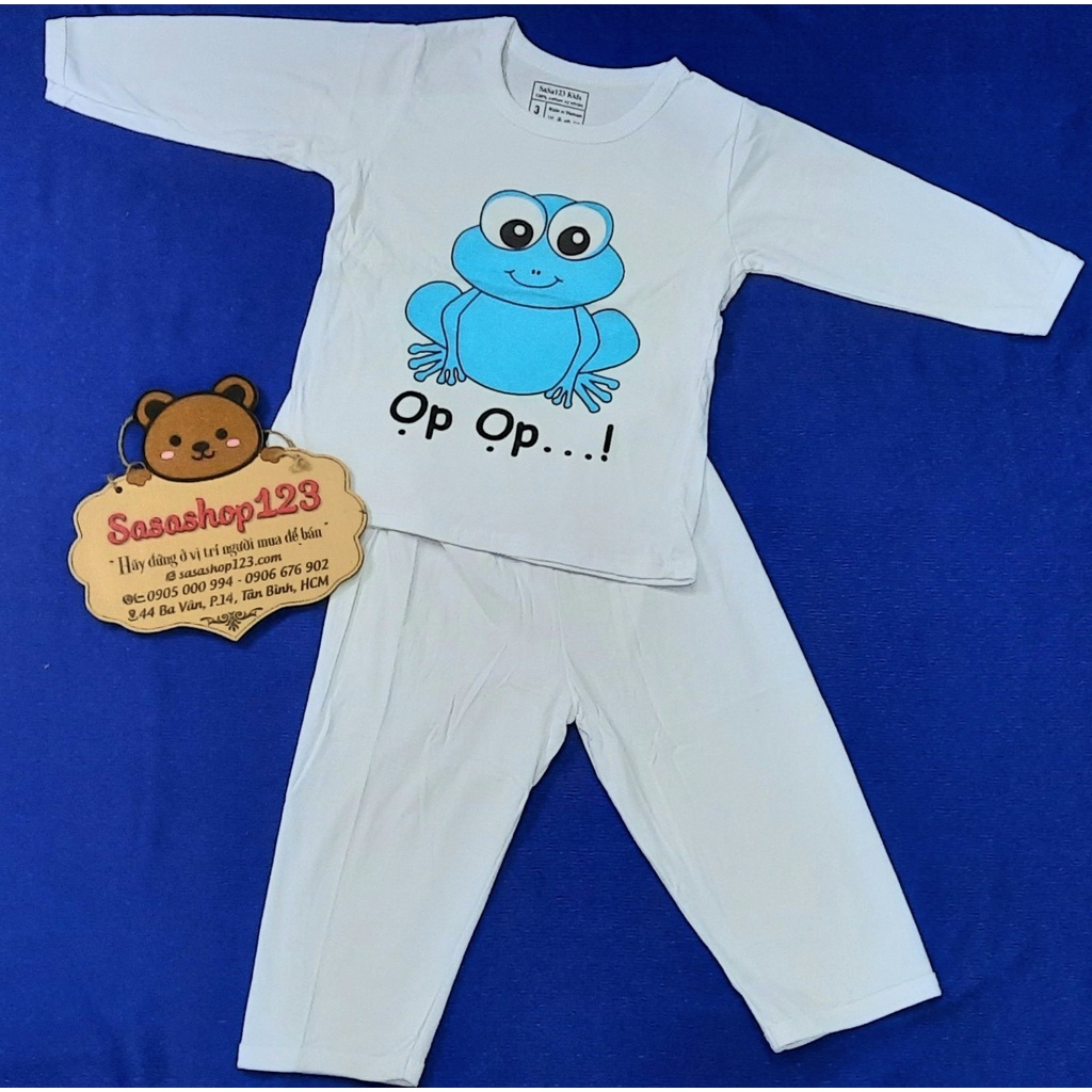 Đồ Bộ Cotton Trắng – Viền Trắng - DÀI TAY Bé Trai, Bé Gái 4kg Đến 65kg