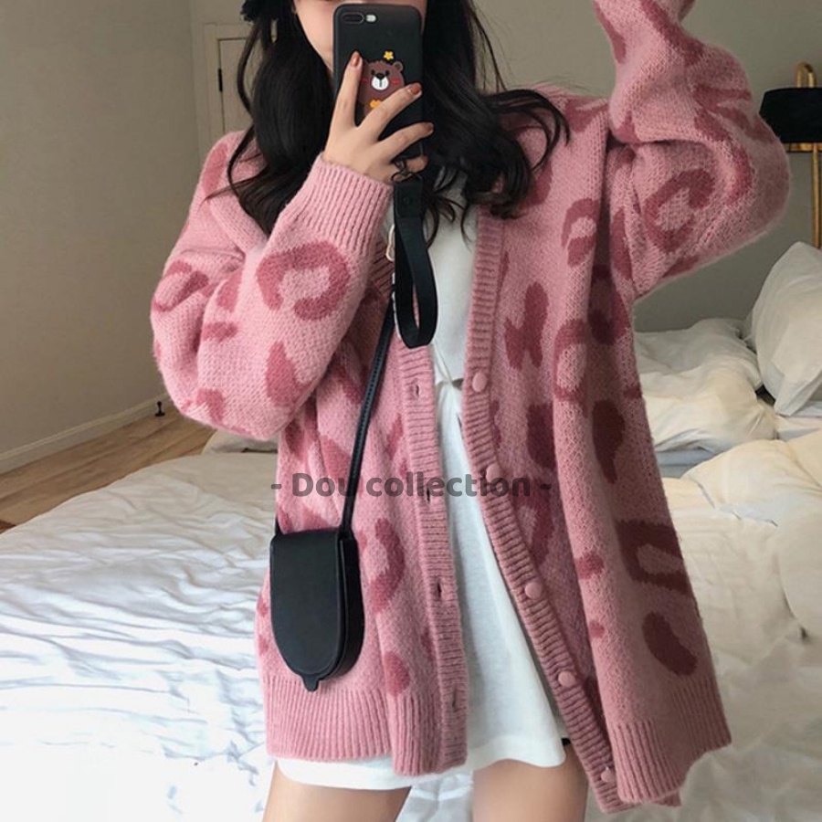 [Nowship2h] Áo Khoác Cardigan Form Rộng Họa Tiết  Đốm, Áo Khoác Len Thời Trang Thu Đông - Mã TA015