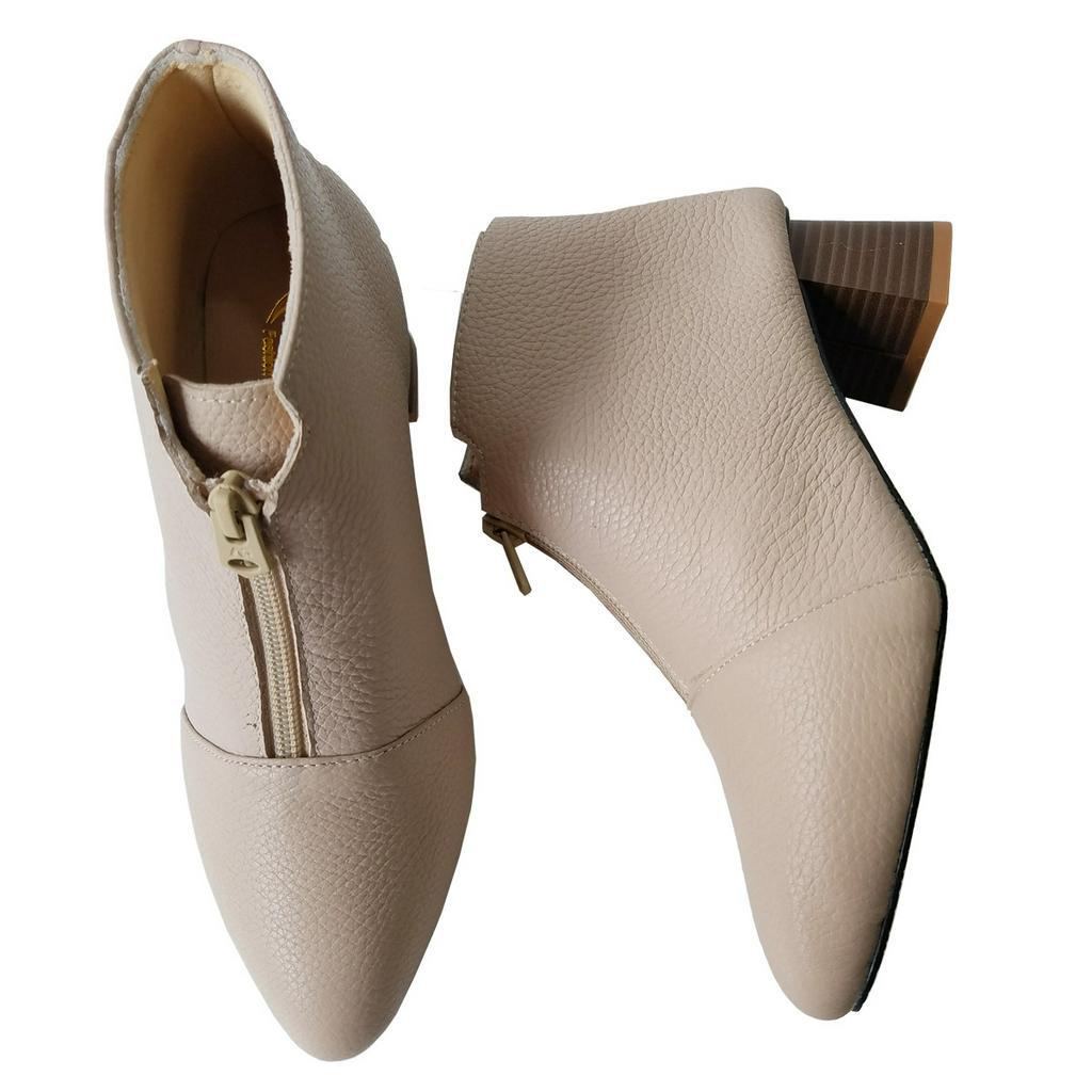 Giày Boot Nữ Cổ Thấp BIGBEN Da Bò Thật Cao 5cm BNN5