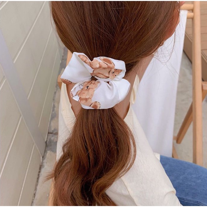 Dây chun nịt buộc tóc vải hình gấu, caro dễ thương cho bạn gái BAG U CHUNVAIGAU08