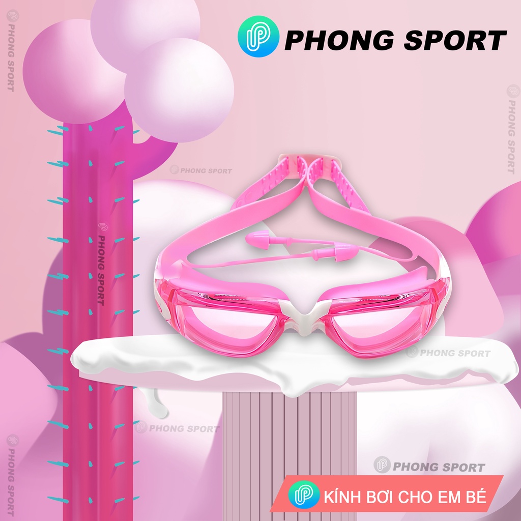 Kính bơi trẻ em cao cấp chống tia UV bảo vệ mắt bé dây đeo silicon A835 - PHONG SPORT