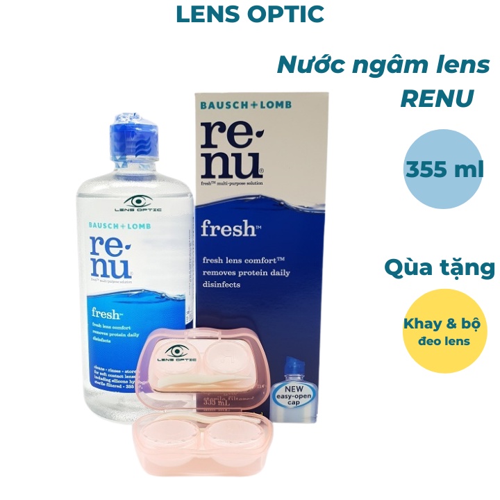 Nước ngâm lens Renu 355ml Bausch Lomb, nước rửa kính áp tròng USA -Lens Optic