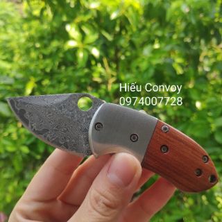 Dao gấp mini thép damascus