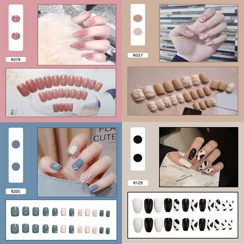 Set 24 Móng Tay Giả 3D Chống Nước Kèm Hộp Đựng