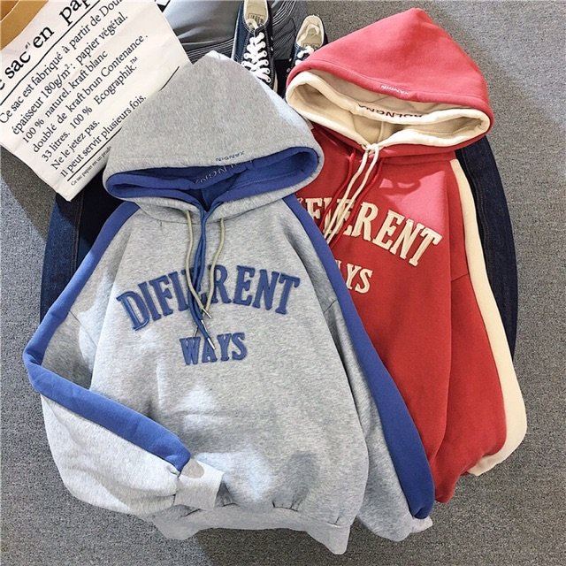 Áo khoác Hoodie nam nữ form rộng tay phồng Difierent, Áo khoác Hoodie nỉ bông 2 lớp cực yêu phong cách Hàn Quốc