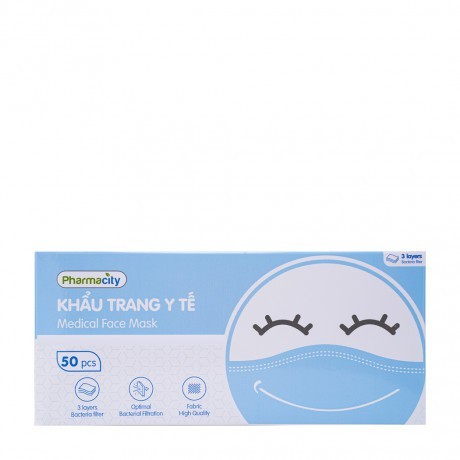 Khẩu trang y tế Pharmacity  3 lớp kháng khuẩn cao cấp