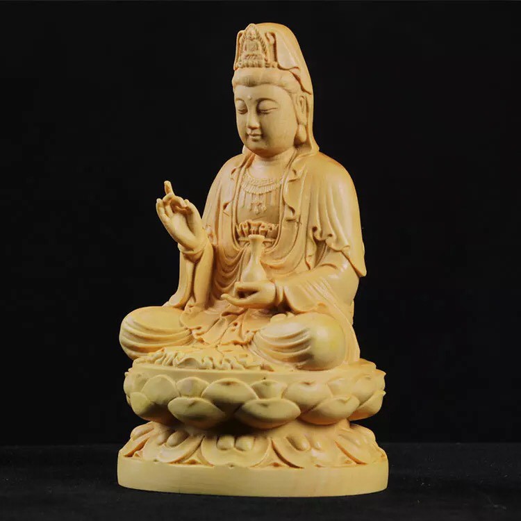 Tượng Quan Âm tọa đài sen - Gỗ Hoàng Dương