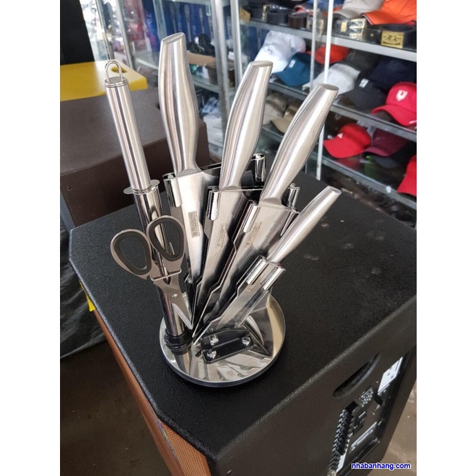 Bộ Dao Nhật 6 Món Inox Đúc Nguyên Khối Cao Cấp Kèm Khay Đựng Bộ Dao Kéo Nhà Bếp 6 Chi Tiết