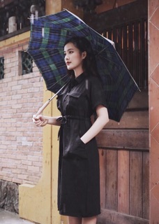 Đầm sơ mi cột eo 