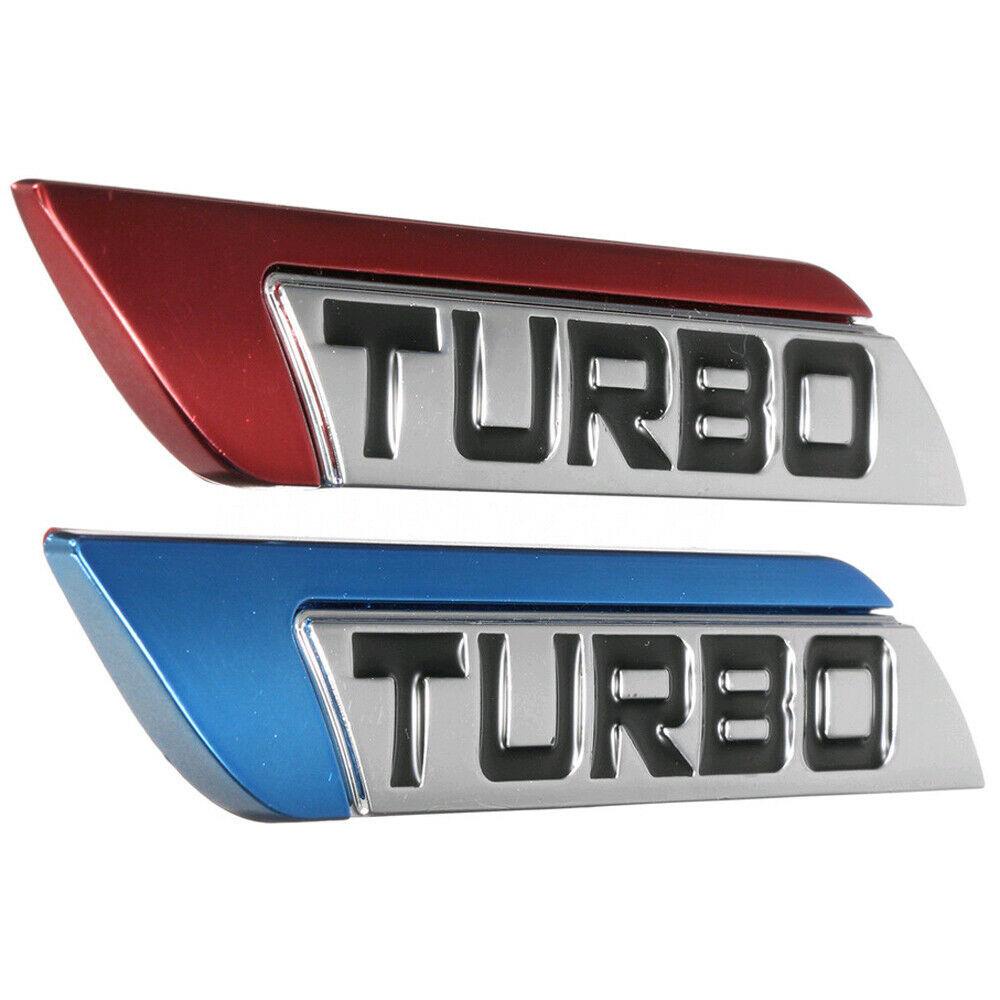 1 Miếng Dán Trang Trí Thân Xe Hơi Hình Biểu Tượng Turbo 3D Màu Đỏ Bằng Kim Loại