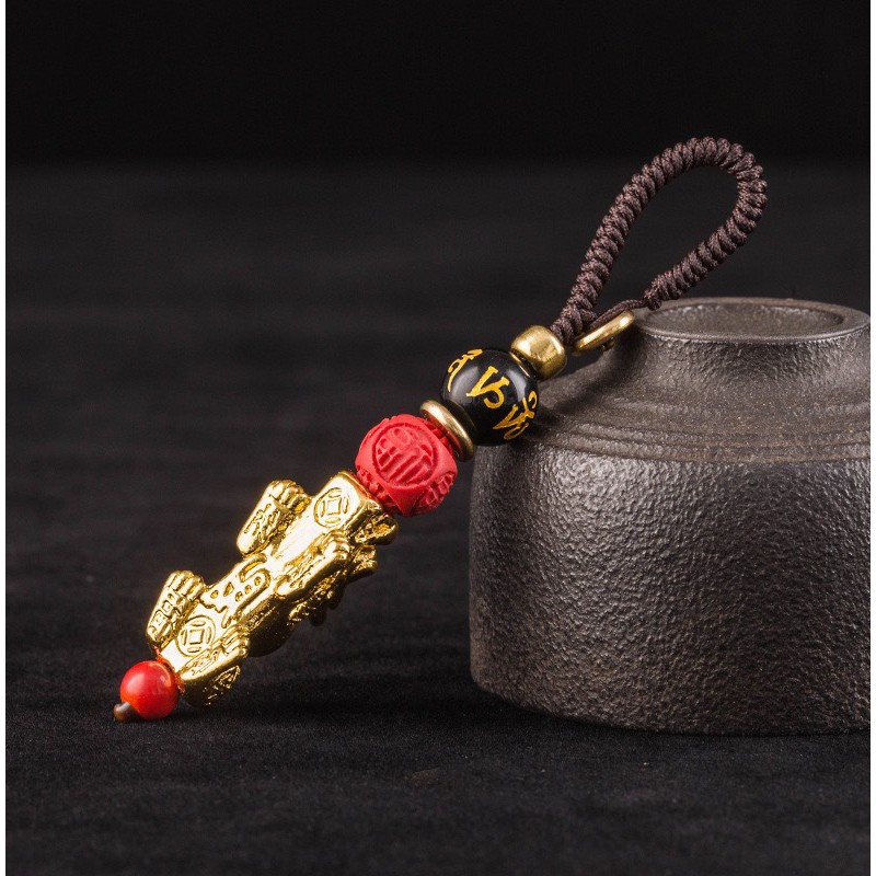 Móc Khoá Hạt Phong Thủy, Trang Trí Bằng Đồng Hình Tỳ Hươu