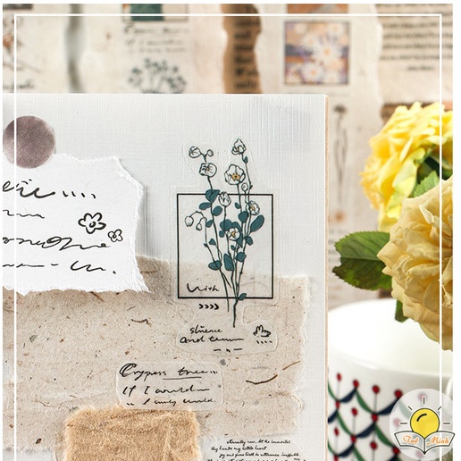 Dải sticker vintage STI14 VPPTUEMINH, Masking Tape siêu dài dán cuộn trang trí Bullet Journals Tuệ Minh