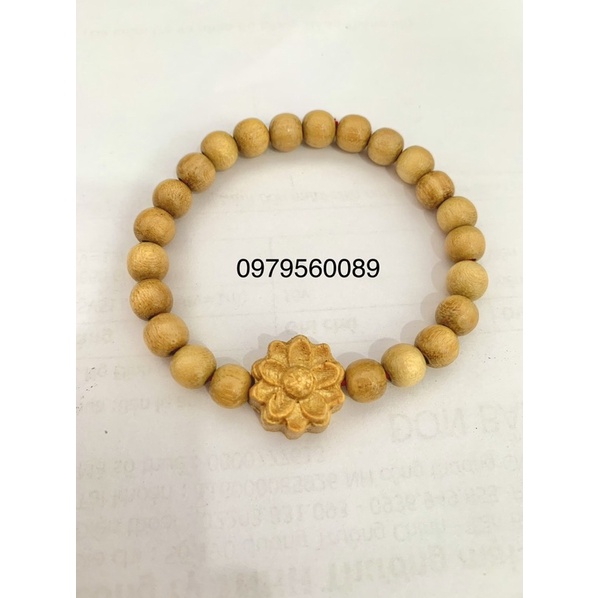 Vòng tay dâu tằm 6mm đính hoa sen người lớn