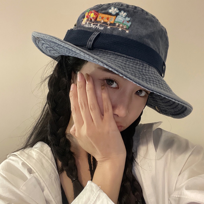 Nón denim MU GUA ZHI PIN (MG STUDIO) thời trang trẻ trung với 3 màu tùy chọn