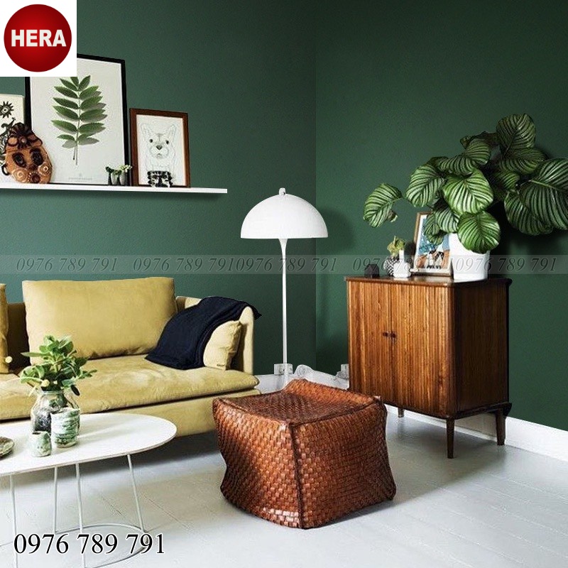 10m Giấy Dán Tường Xanh Rêu Nhám Có Keo Sẵn, Decal Dán Tường Phòng Ngủ Đẹp Chống Thấm Nước HERA