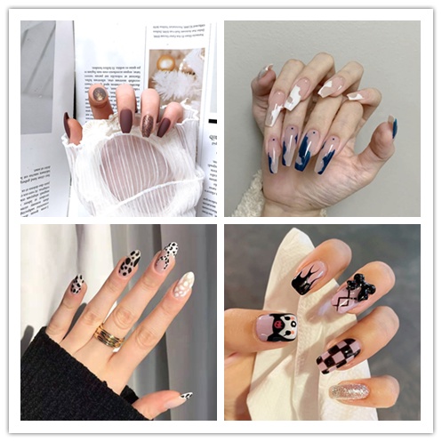 Set 24 Móng Tay Giả Ballet Dài Mờ Kèm 6 Miếng Dán Có Thể Tháo Rời