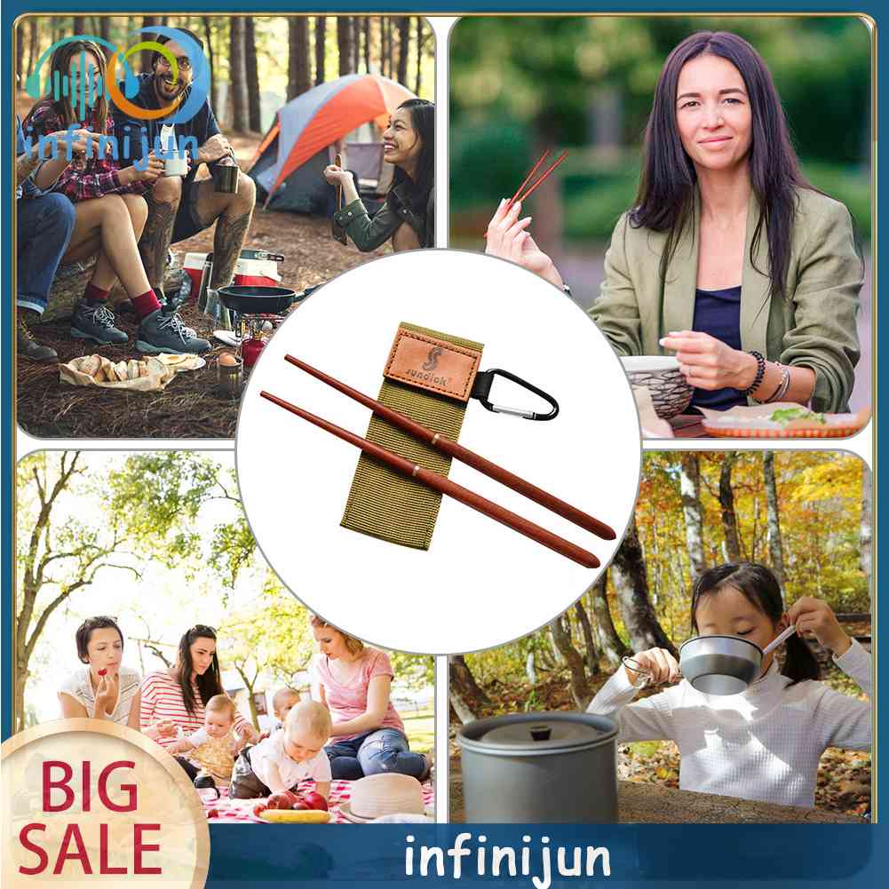 Đũa Gỗ Gụ Di Động Có Thể Gập Lại Cho Hoạt Động Ngoài Trời