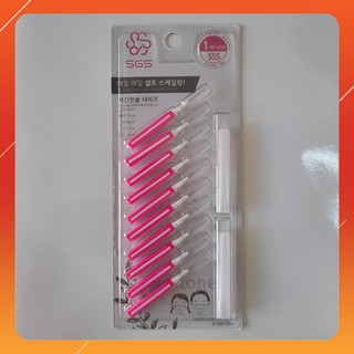 Bàn chải kẽ răng sgs loại i 10 cái/vỉ nhập khẩu hàn quốc - size 0.7mm 💚free ship💚 bàn chải kẽ răng cao cấp