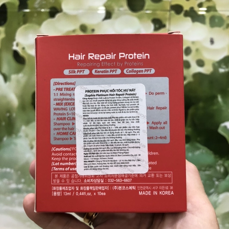 Protein phục hồi tóc hư nát Sophia Platinum Hair Repair Protein 13mlx10