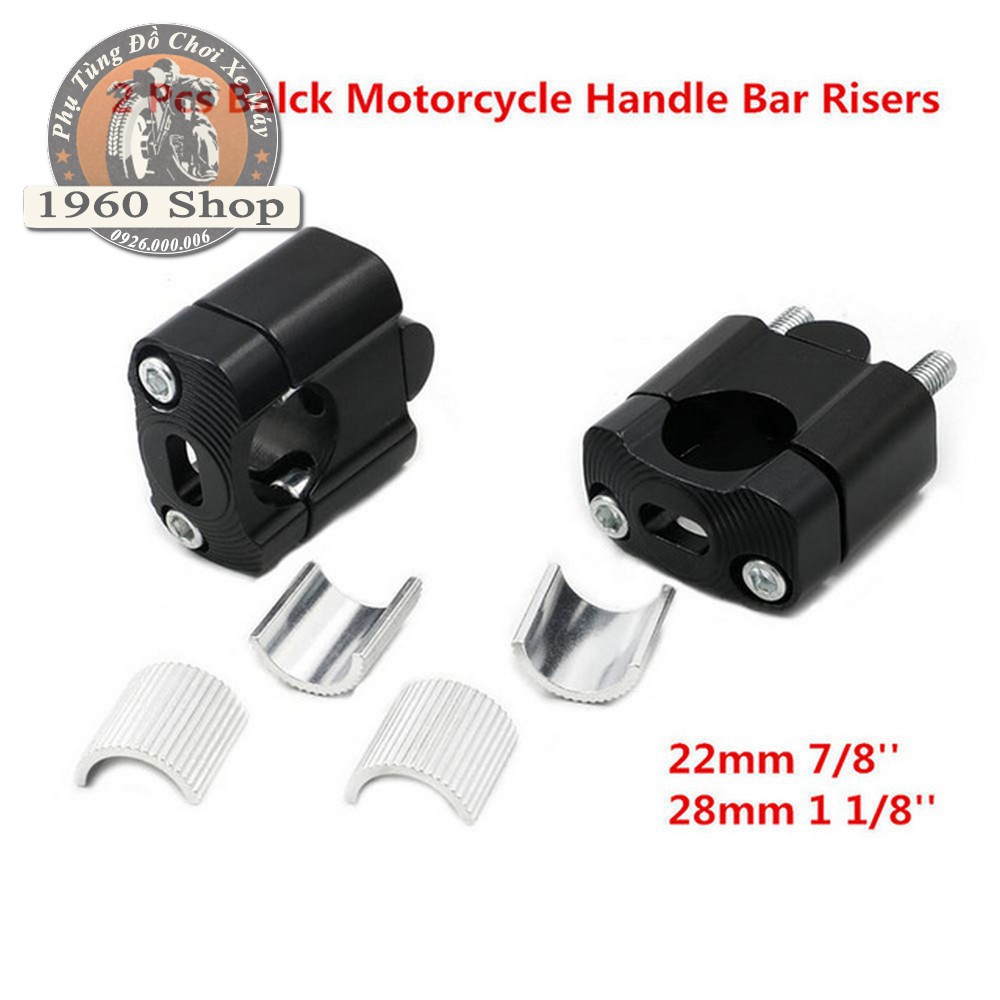 Cùm nâng ghi đông nhôm siêu bền màu đen dùng nâng cho ghi đông phi 22mm - 28mm phù hợp độ Cafe Racer Tracker SU GN Win