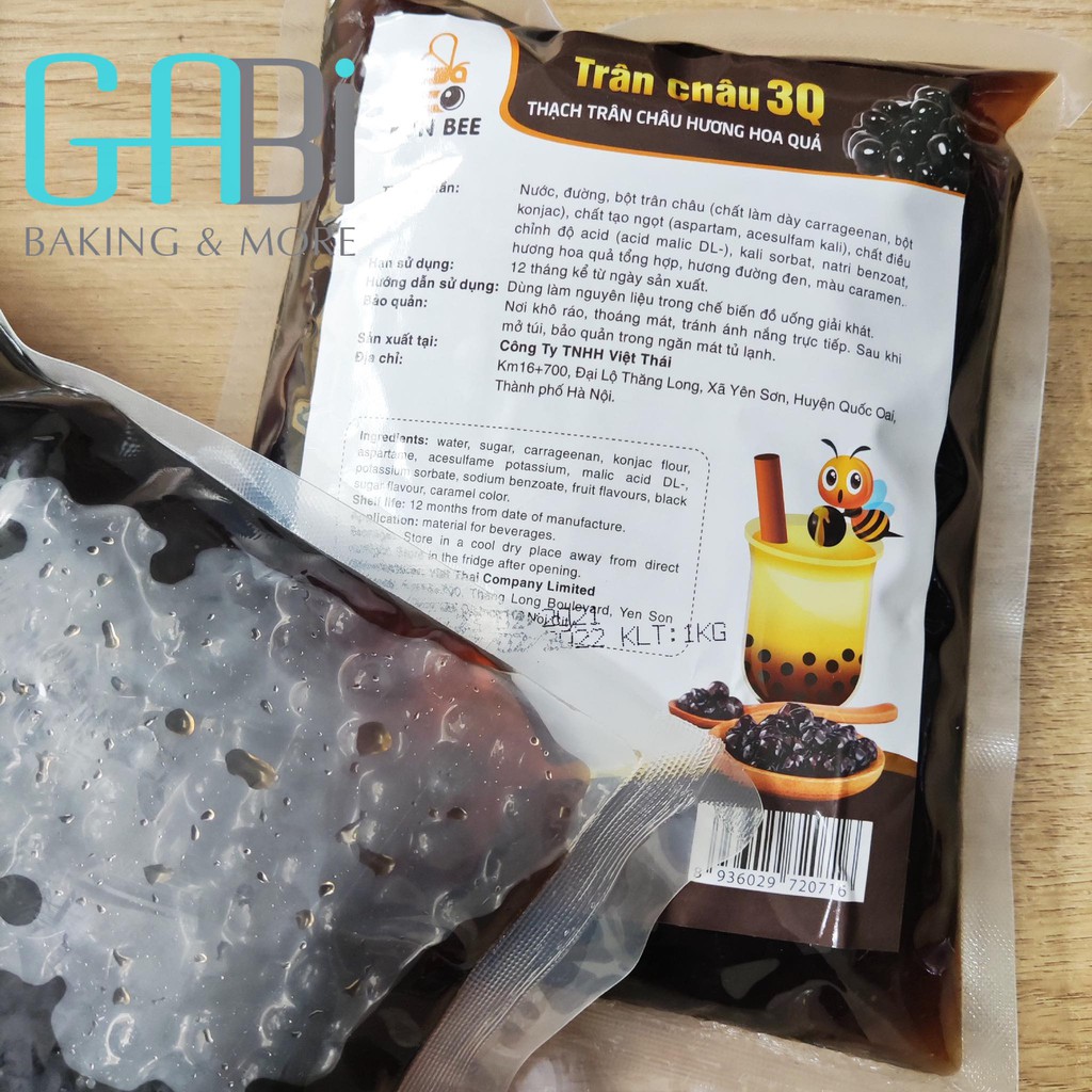 Trân châu giòn 3Q loại 1kg (đen/trắng)