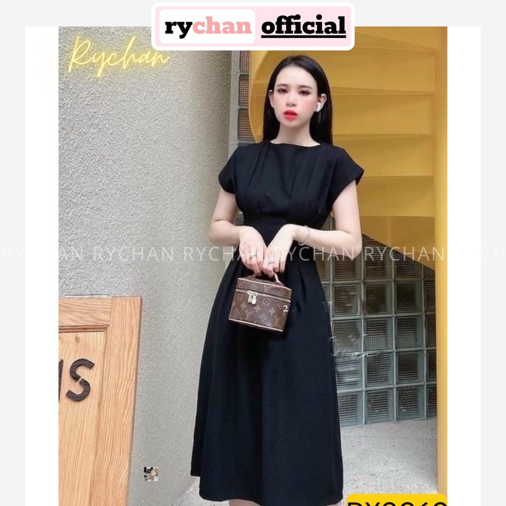 Đầm Xòe Midi Tay Hến Chiết Eo Sang Trọng 2 Màu Đen Đỏ [Ảnh Thật Cuối] - DX0060