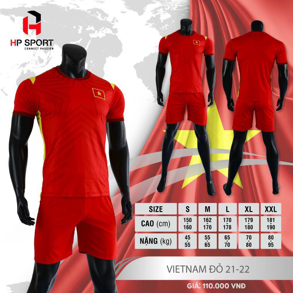 Áo bóng đá Việt Nam, áo đội tuyển Việt Nam vải thun cao cấp