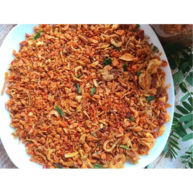 Muối tôm hành phi thơm ngon đặc sản Tây Ninh tặng 50gr bánh tráng phơi sương loại 1