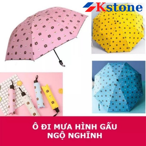 Ô gấu trẻ em ngộ nghĩnh nhiều màu chống tia UV hiệu quả, chống nước trời mưa