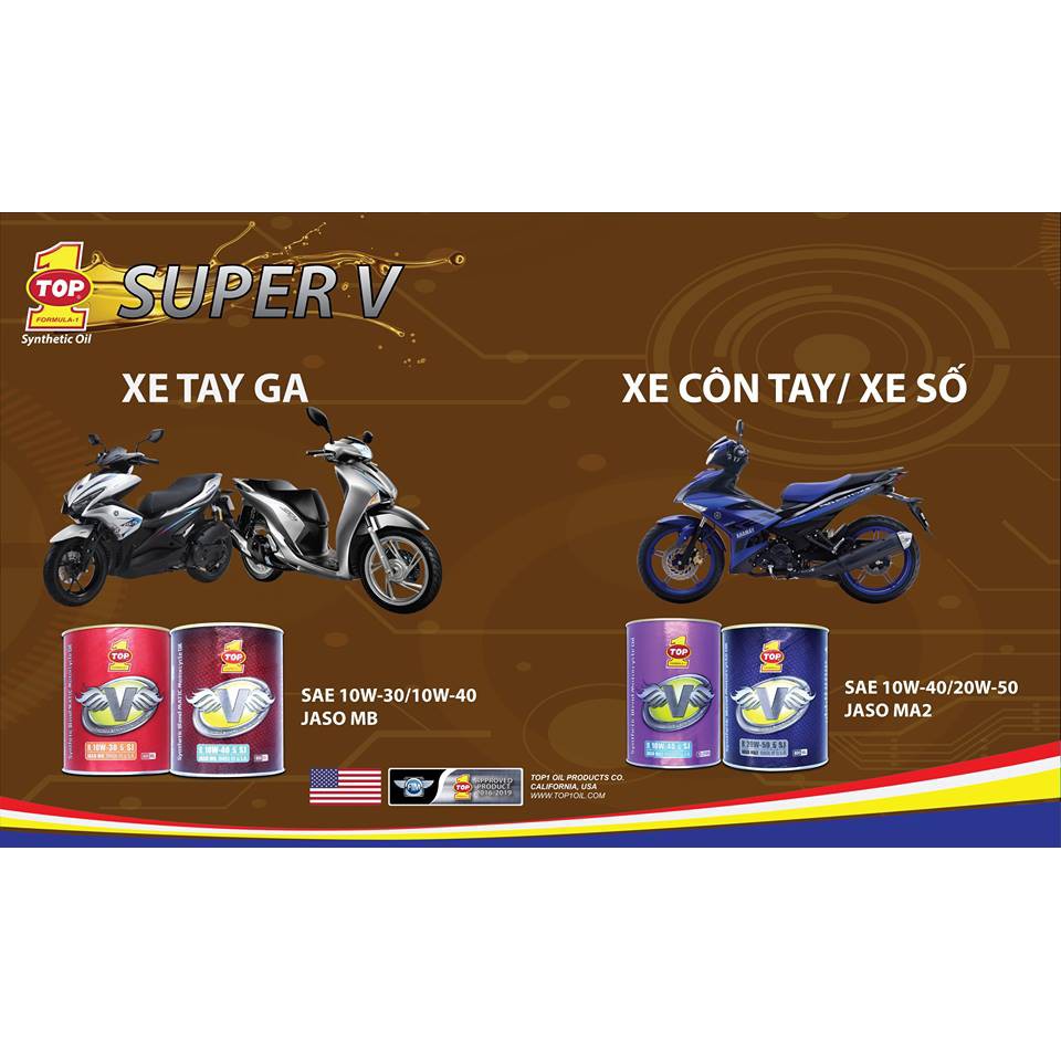 Dầu nhớt TOP1 - SUPER V 1lít  nhập khẩu MỸ