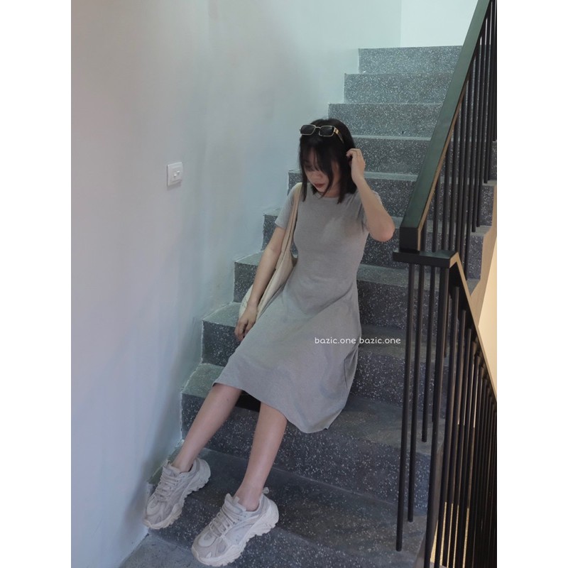 Basic cotto dress - Váy thun cotton xoè cổ tròn Bazic one