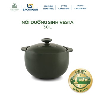 Nồi Sứ Dưỡng Sinh Minh Long Vesta 3.0 L dùng cho Bếp Ga, Hồng Ngoại có nắp đậy, thực phẩm chín nhanh và đều