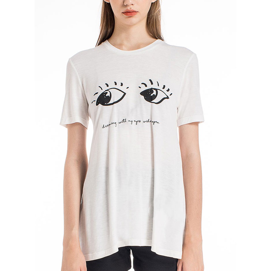 Áo thun nữ Ginkgo T-shirt 100% cổ tròn màu trắng chất liệu Viscose - The eyes