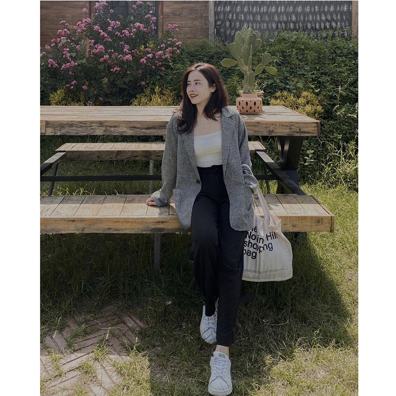 Áo Blazer- Áo Vest Kẻ 2 Lớp Hàng Quảng Châu M521-Violet