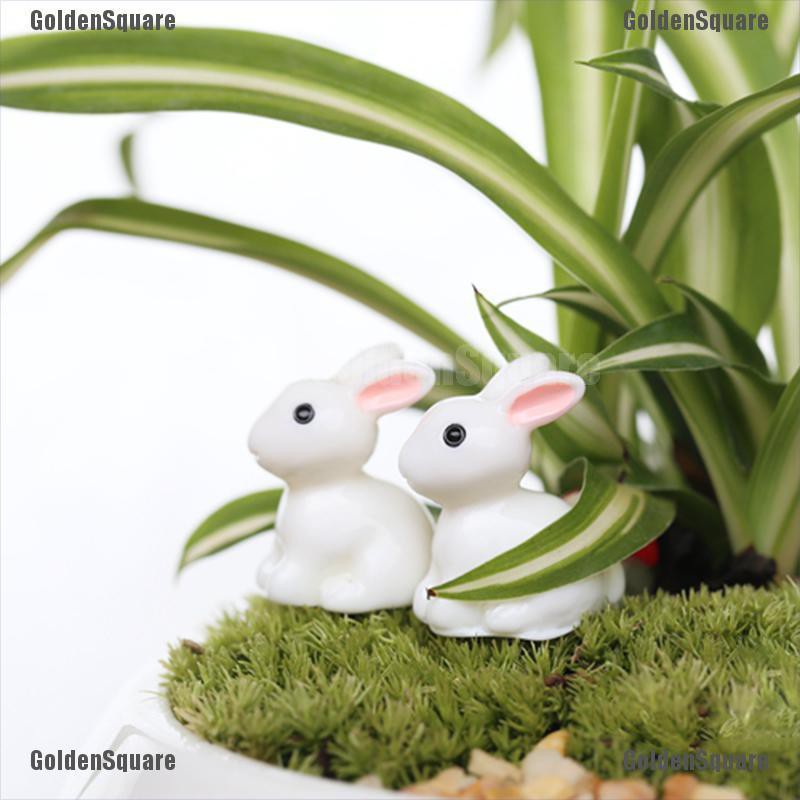 Set 2 Tượng Thỏ Mini Trang Trí Sân Vườn
