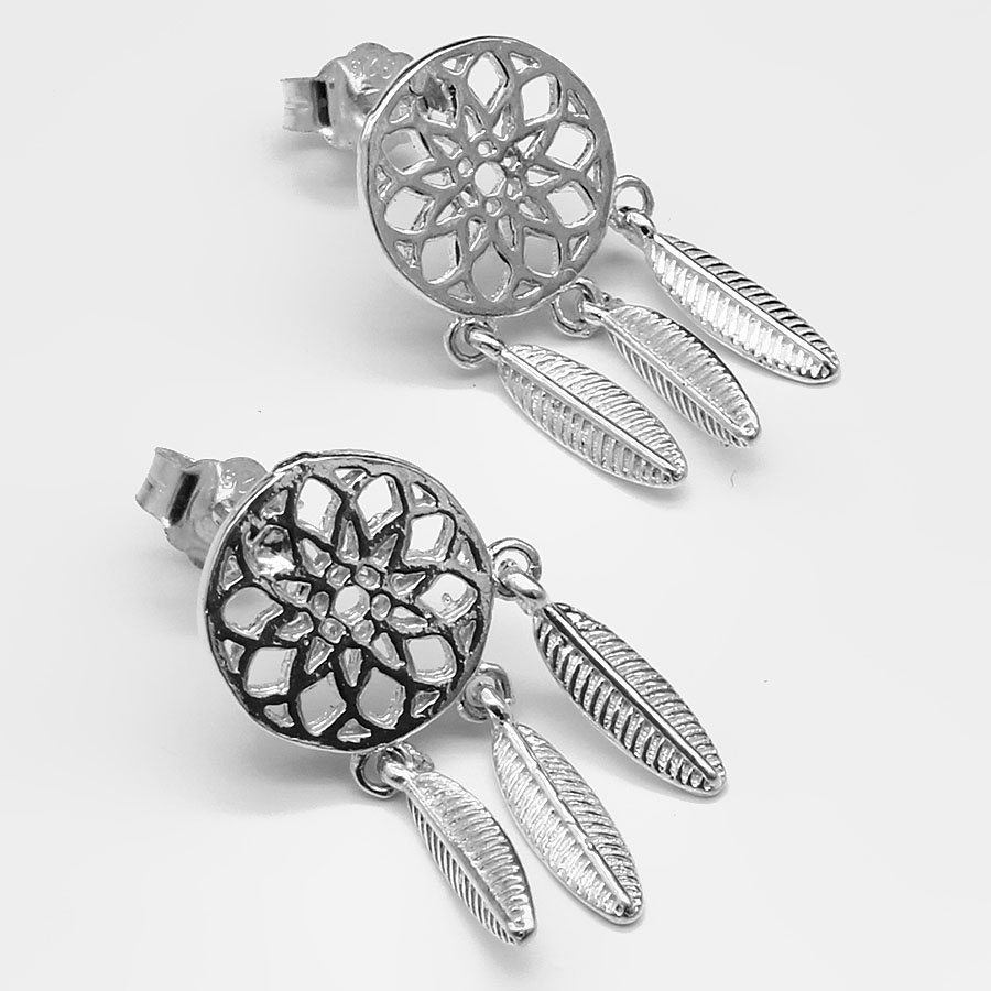 Hoa Tai Nữ Bắt Mộng Dreamcatcher BẠC HIỂU MINH HT195