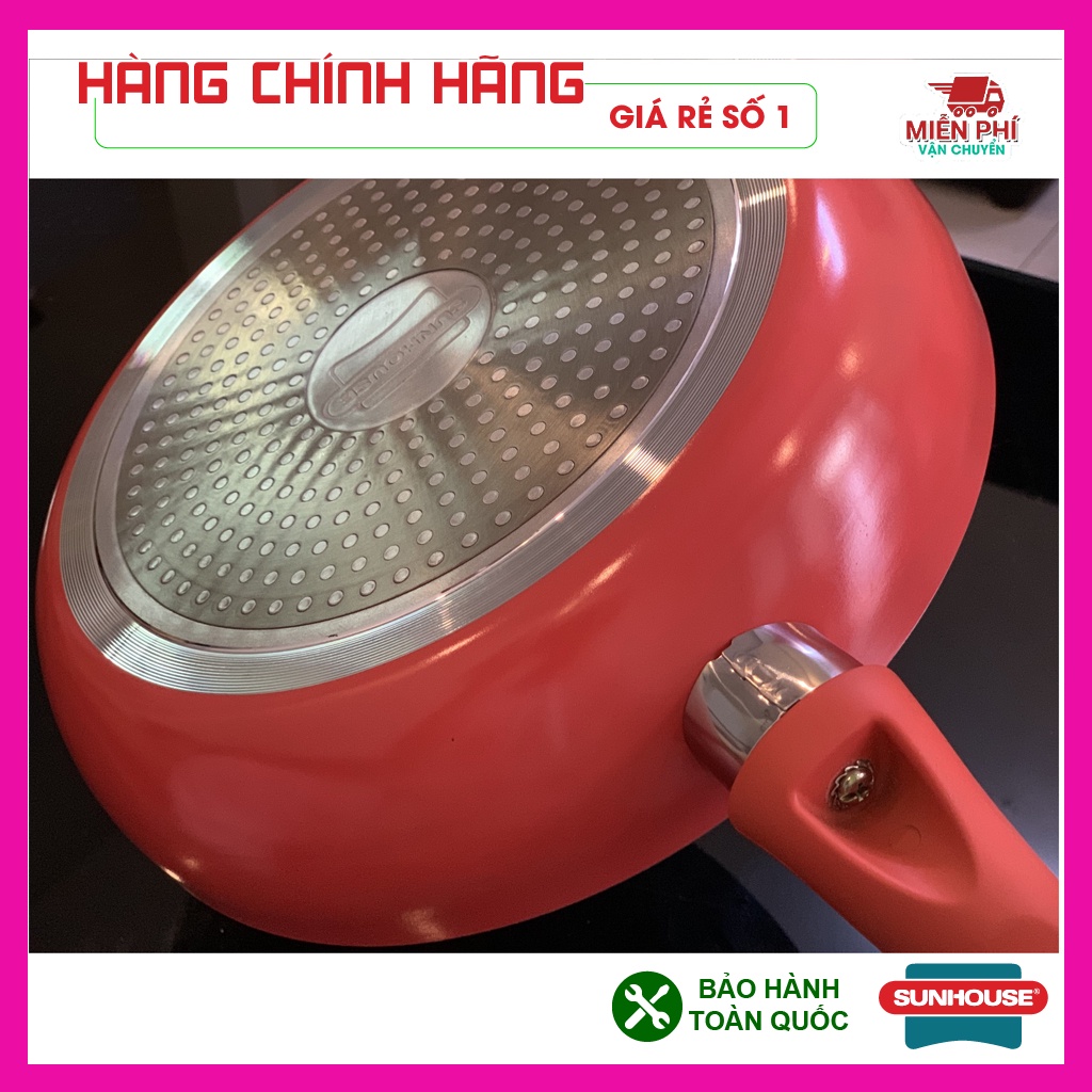 Chảo chống dính bếp từ Sunhouse Mama 26,28,30cm màu đỏ, chảo chống dính siêu bền, cực xịn. Mua ngay tại Trùm Gia Dụng.