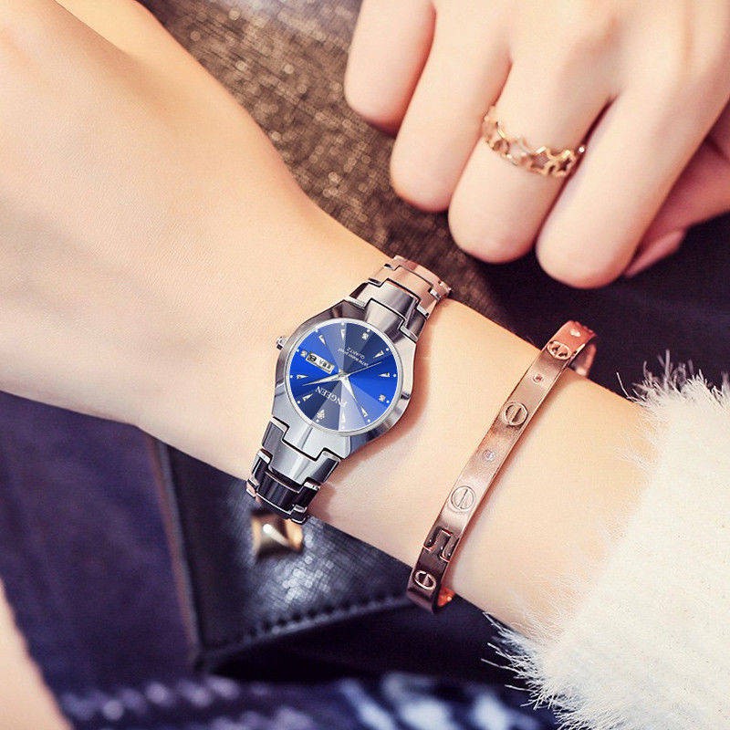 hồ tử Tên Thụy Sĩ Giỏ hàng tự động Đồng hồ đeo tay Ms. Hàn Quốc Thời trang Square Lịch Không thấm nước Cặp đôi Đồng