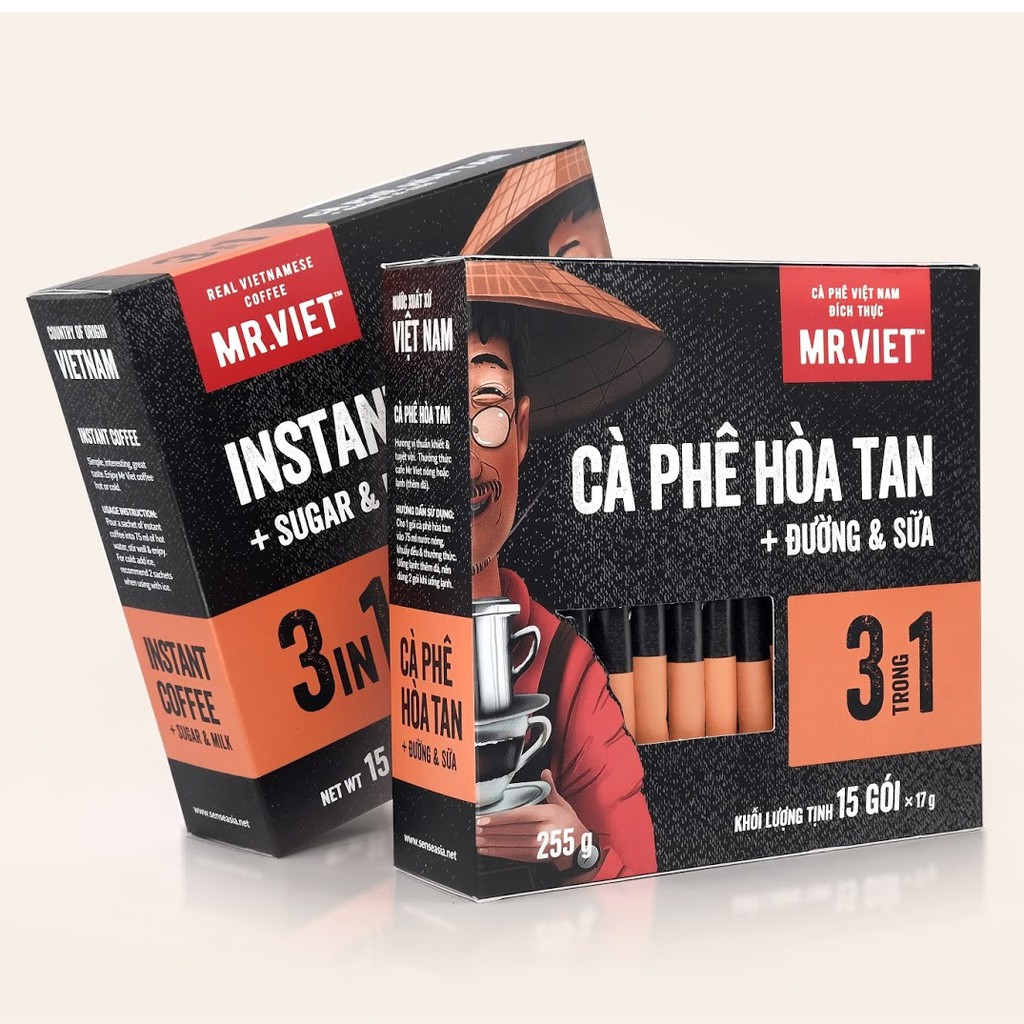 Cà phê Hòa Tan 3 trong 1 MR Viet 255g (Cafe Mr Viet 3 in 1 Instant Coffee)