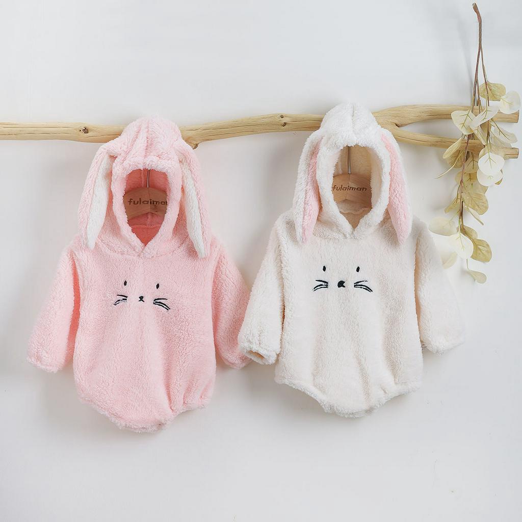 Bộ Áo Liền Quần Tai Thỏ Dễ Thương Cho Bé