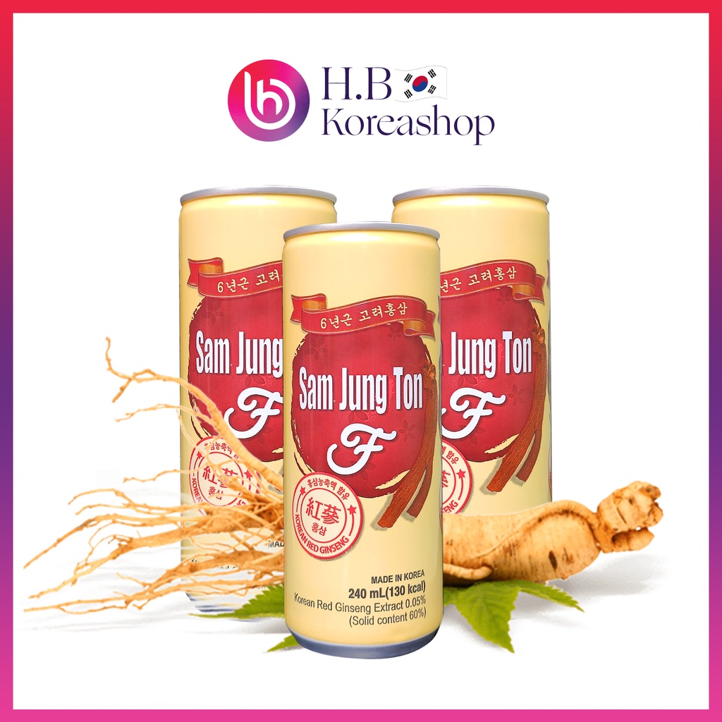 Lon nước hồng sâm Hàn Quốc 6 năm tuổi Sam Jung Ton F 240ML tiện lợi, bồi bổ sức khỏe cho người mới ốm dậy