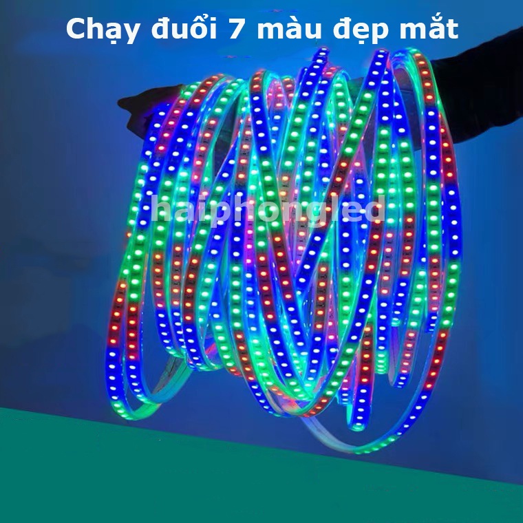 Led nháy đuổi 7 màu trang trí Tết 5M 10M 20M Led đuổi 7 màu bọc silicon chống nước trang trí ngoài trời Đèn led quấn cây