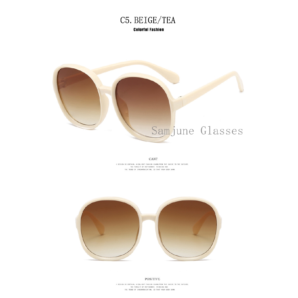 Kính mát SAMJUNE gọng tròn lớn phong cách cổ điển cho nữ