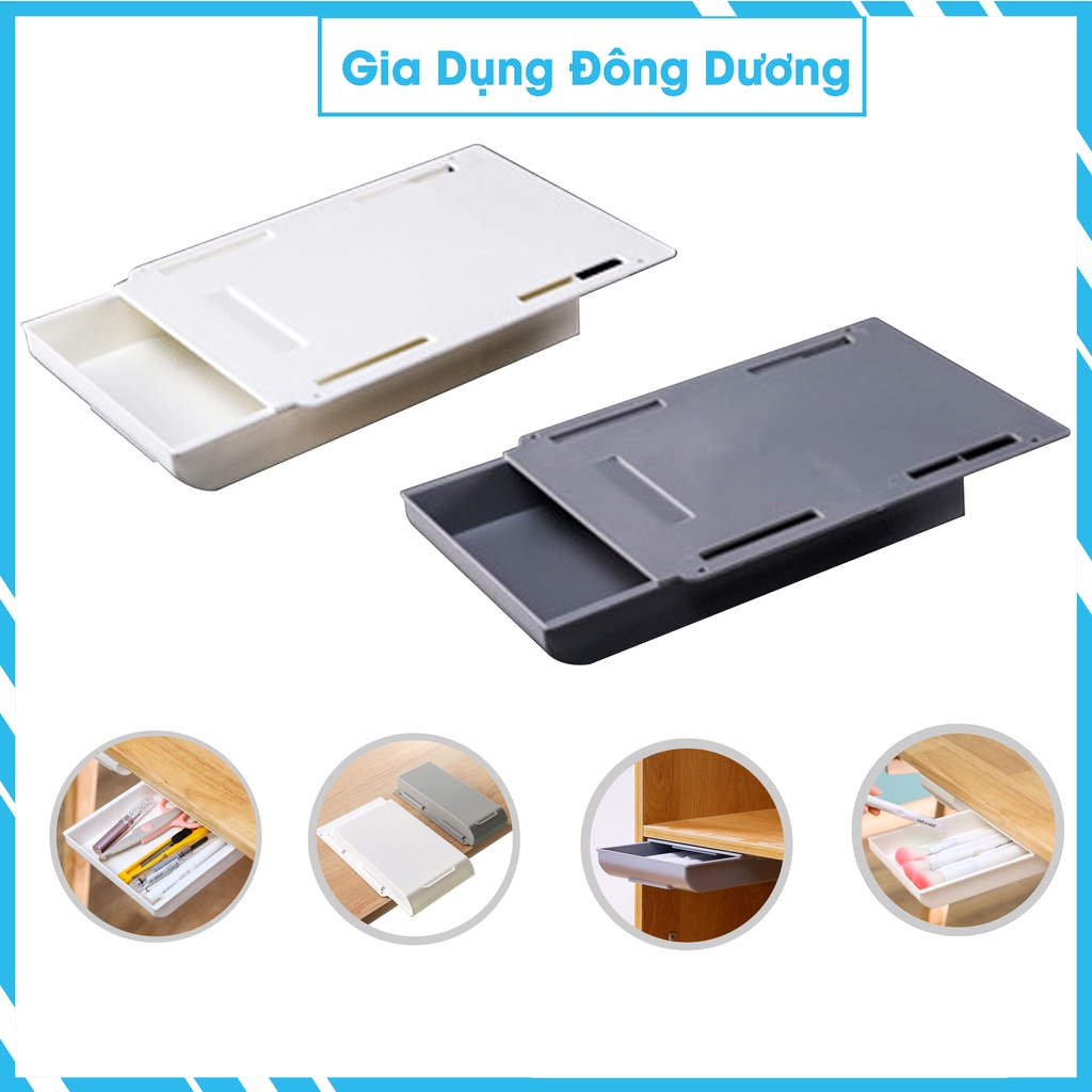 Hộp lưu trữ ngăn kéo treo tường sáng tạo dưới bàn mà không cần đục lỗ cọ trang điểm hoàn thiện hộp lưu trữ văn phòng